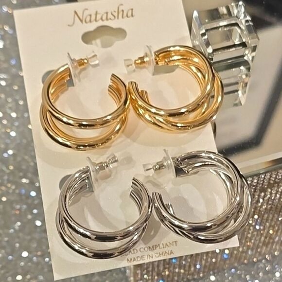 Natasha Couture 3-Layer Dangle Earring Set - Picture 4 of 7